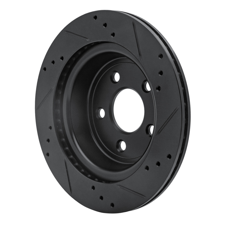 Chevrolet Cobalt Brake Rotor (1) - Rear Left - R1 Concepts - Drilled & Slotted - Black - `08-`10
